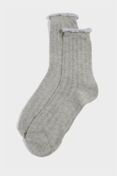 Kadın Ajur 3'lü Pamuklu Uzun Çorap