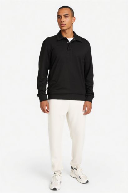 Standard Fit Polo Collar Modal Sports Sweatshirt