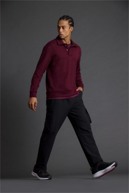 Standard Fit Polo Collar Modal Sports Sweatshirt