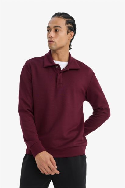 Standard Fit Polo Collar Modal Sports Sweatshirt