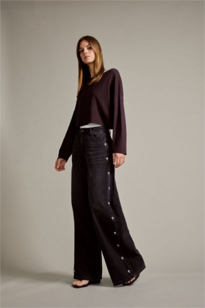 %100 Pamuk Relax Fıt Geniş Paça Jean Pantolon