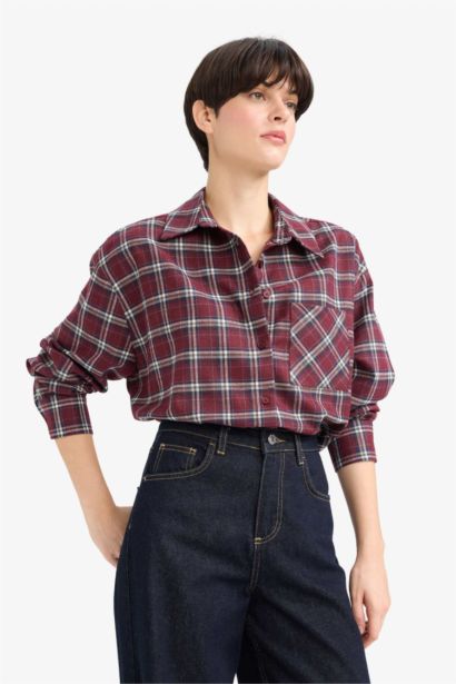 Overshirt Fit Kareli Flanel Uzun Kollu Gömlek