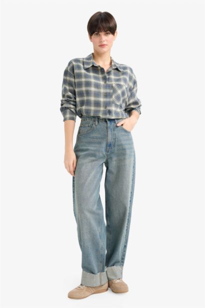 Overshirt Fit Kareli Flanel Uzun Kollu Gömlek