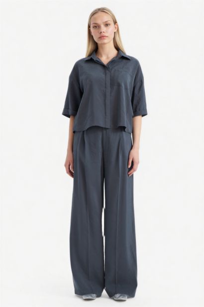 Wide Leg High Waist Modal Trousers