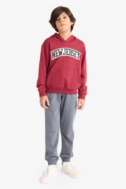 2'li Takım Kapüşonlu Baskılı Sweatshirt Eşofman Altı Erkek Çocuk