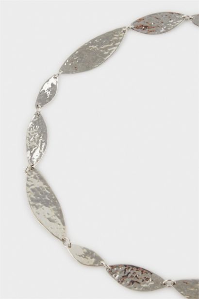 Kadın Silver Parlak Desenli Metal Zincir Kemer