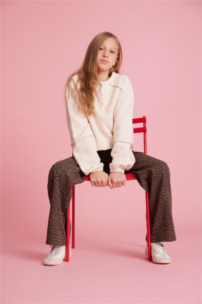 Girl Flare Fit Leopard Print Trousers