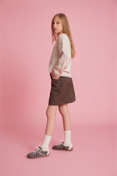 Leopar Desenli Etek Kız Çocuk