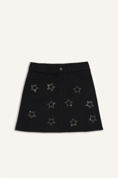 Girl Star Pattern Gabardine Skirt