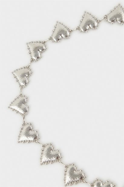 Kadın Silver Kalp Temalı Metal Zincir Kemer