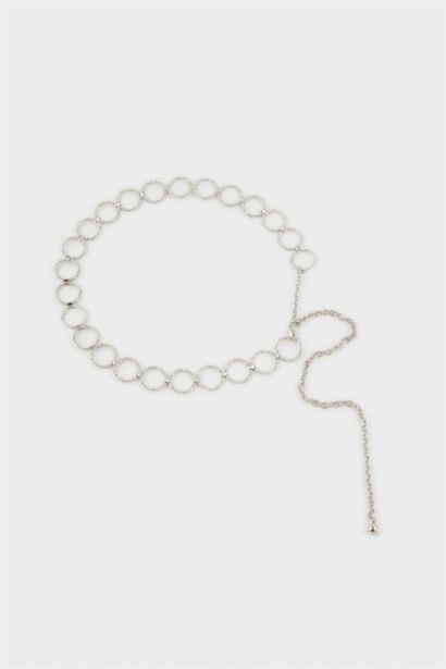 Kadın Silver Yuvarlak Metal Zincir Kemer