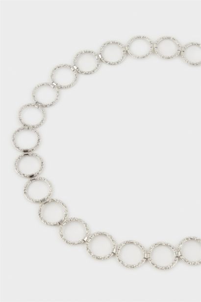 Kadın Silver Yuvarlak Metal Zincir Kemer