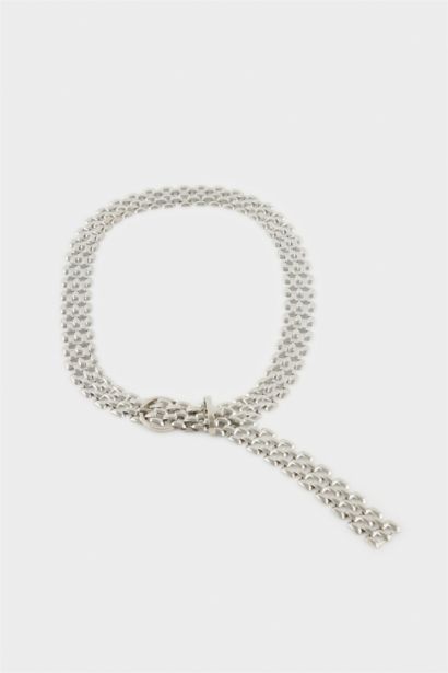 Kadın Silver İki Sıralı Metal Zincir Kemer