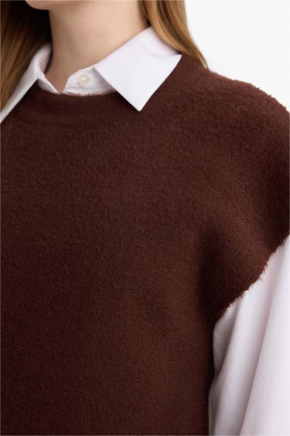 Regular Fit Crew Neck Knit Vest