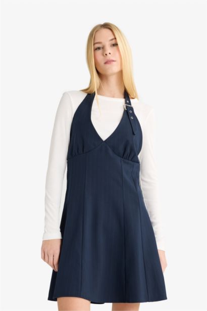 Halter Collar Plaid Mini Dress