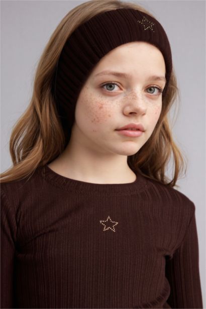 تيشيرت بنات كم طويل مضلع سليم فيت