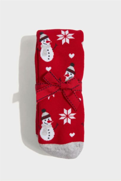 Kadın Yılbaşı Temalı 2'li Pamuklu Uzun Çorap