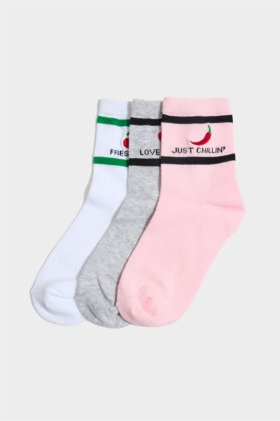 3'lü Pamuklu Patik Çorap Kız Çocuk