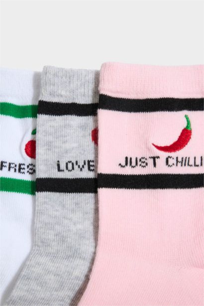 3'lü Pamuklu Patik Çorap Kız Çocuk