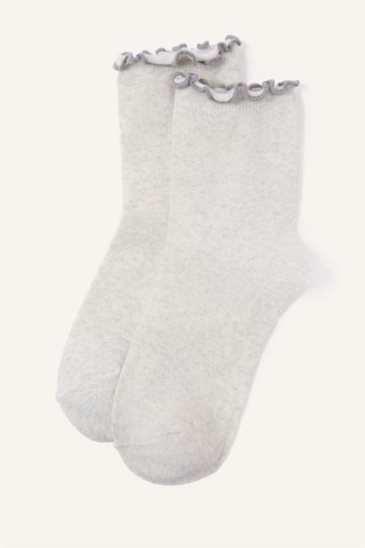 3'lü Pamuklu Uzun Çorap Kız Çocuk