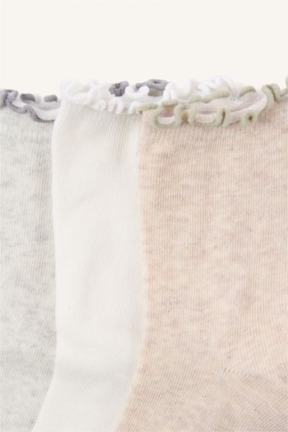 3'lü Pamuklu Uzun Çorap Kız Çocuk