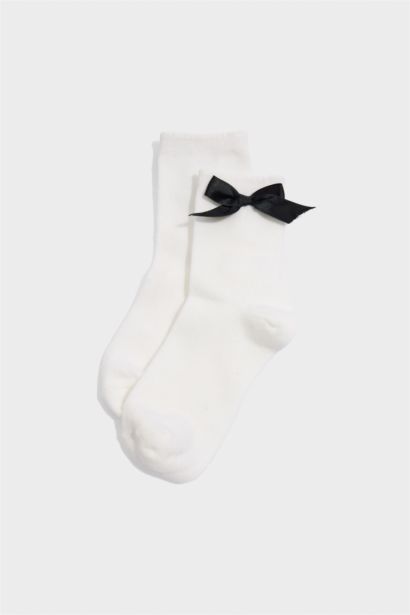 Kurdele 2'li Pamuklu Uzun Çorap Kız Çocuk