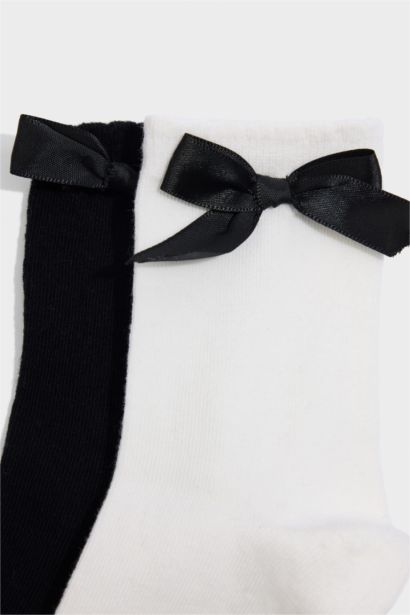 Kurdele 2'li Pamuklu Uzun Çorap Kız Çocuk