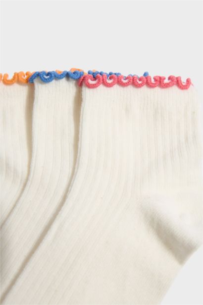 3'lü Pamuklu Patik Çorap Kız Çocuk