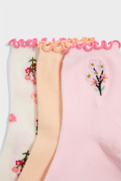 3'lü Pamuklu Uzun Çorap Kız Çocuk