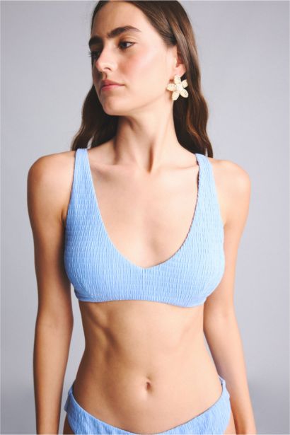 Regular Fit Kırışık Dokulu Bikini Üstü