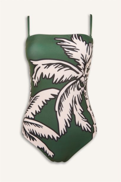 Regular Fıt Çiçek Desenli Mayo