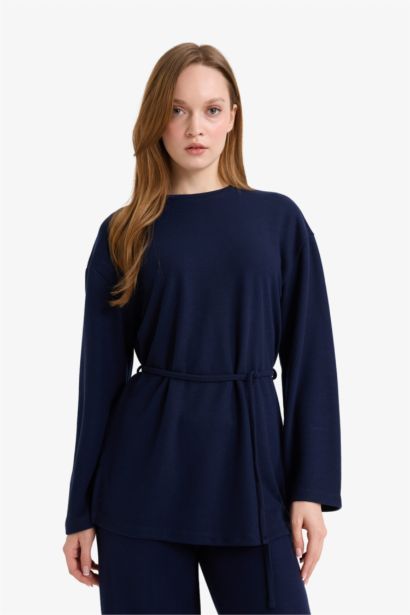 Regular Fit Bağlamalı Uzun Kollu Tunik