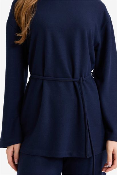 Regular Fit Bağlamalı Uzun Kollu Tunik