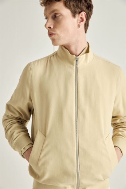 Regular Fit High Neck Zip-Up Jacket