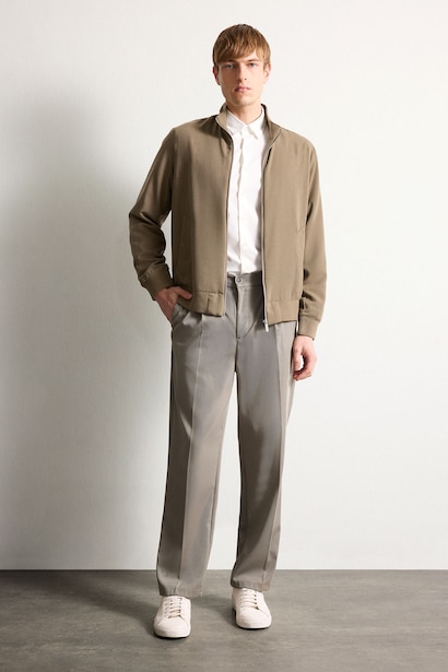 Regular Fit High Neck Zip-Up Jacket