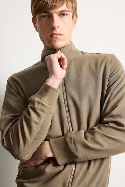 Regular Fit High Neck Zip-Up Jacket