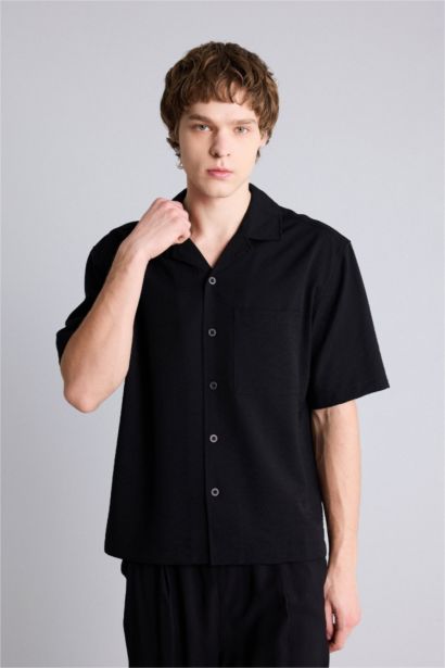 Boxy Fit Crinkled Short Sleeves Shirt