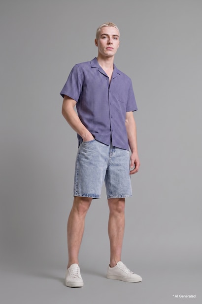 Boxy Fit Apache Collar Checked Shirt