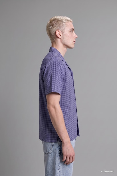 Boxy Fit Apache Collar Checked Shirt