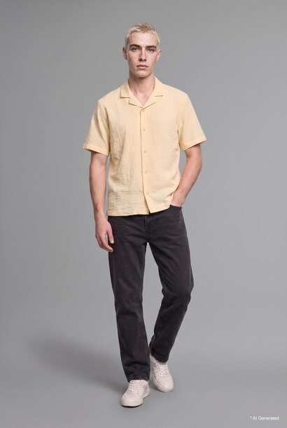 Boxy Fit Apache Neck Short Sleeve Shirt