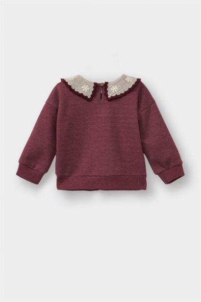 Büyük Yaka Nakışlı Sweatshirt Kız Bebek