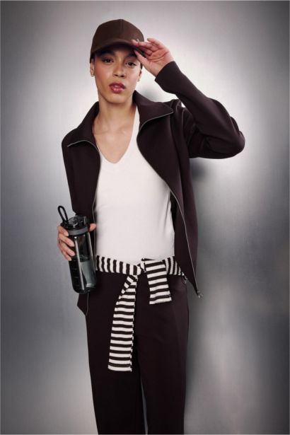 Standart Fıt Skuba Dalgıç Kumaş Fermuarlı Sweatshirt