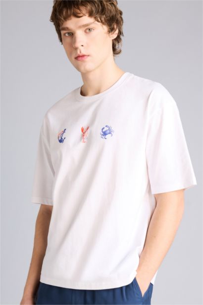 100% мақта Boxy Fit баспалы футболка