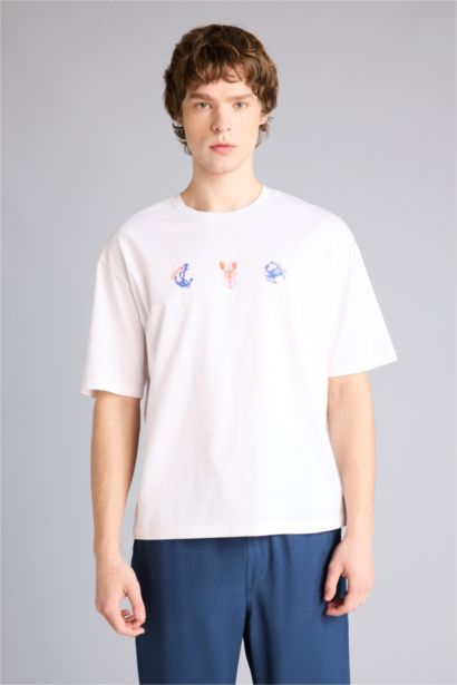 100% мақта Boxy Fit баспалы футболка