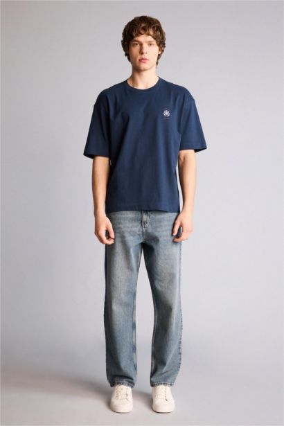 100% мақта Boxy Fit баспалы футболка