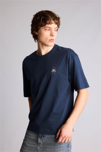 100% мақта Boxy Fit баспалы футболка