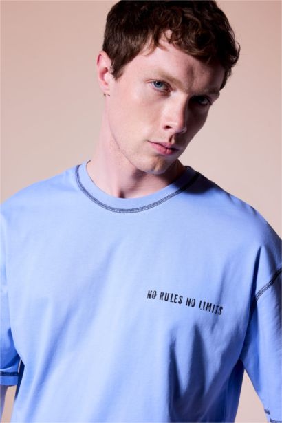 100% Cotton Boxy Fit Slogan Short Sleeve T-Shirt