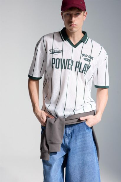 Loose Fit Baskılı Polo Tişört