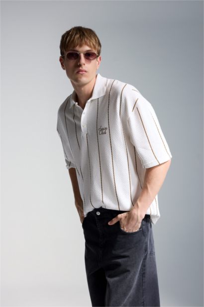 Pamuklu Loose Fit Baskılı Polo Tişört