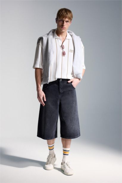Pamuklu Loose Fit Baskılı Polo Tişört